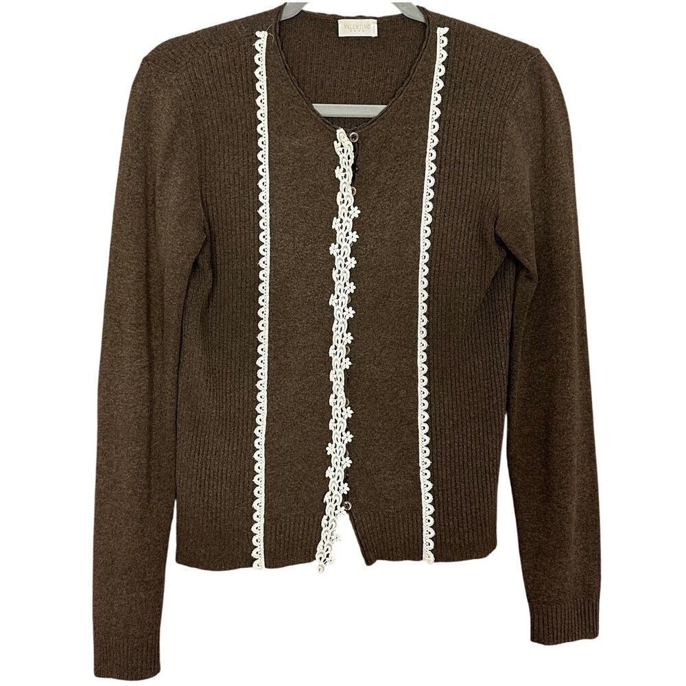 Valentino Roma Cardigan Brown Dainty Button Front No Size S/M